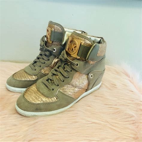 michael michael kors women's nikko high-top white and gold|michael kors rose gold trainers.